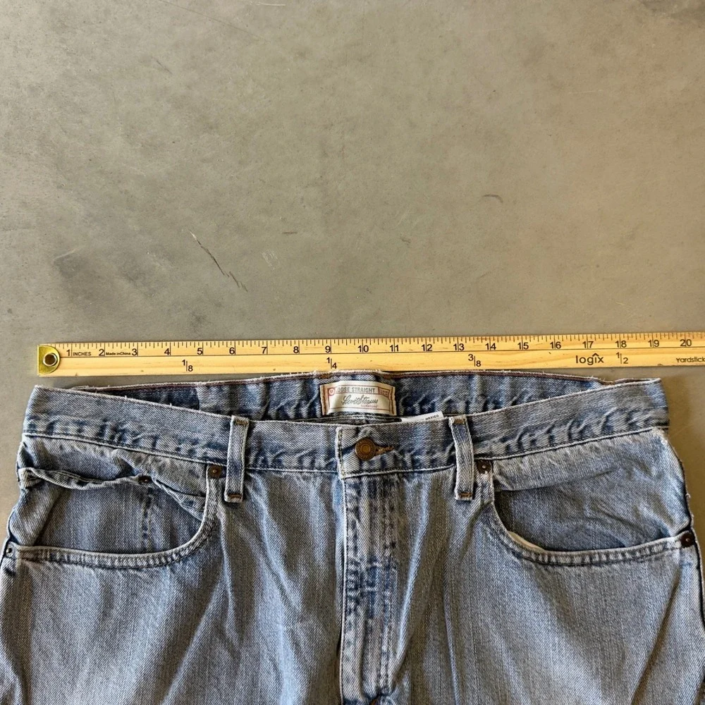 Levi Strauss Loose Straight Jeans Light Wash Baggy Denim Mens 38x30 3135